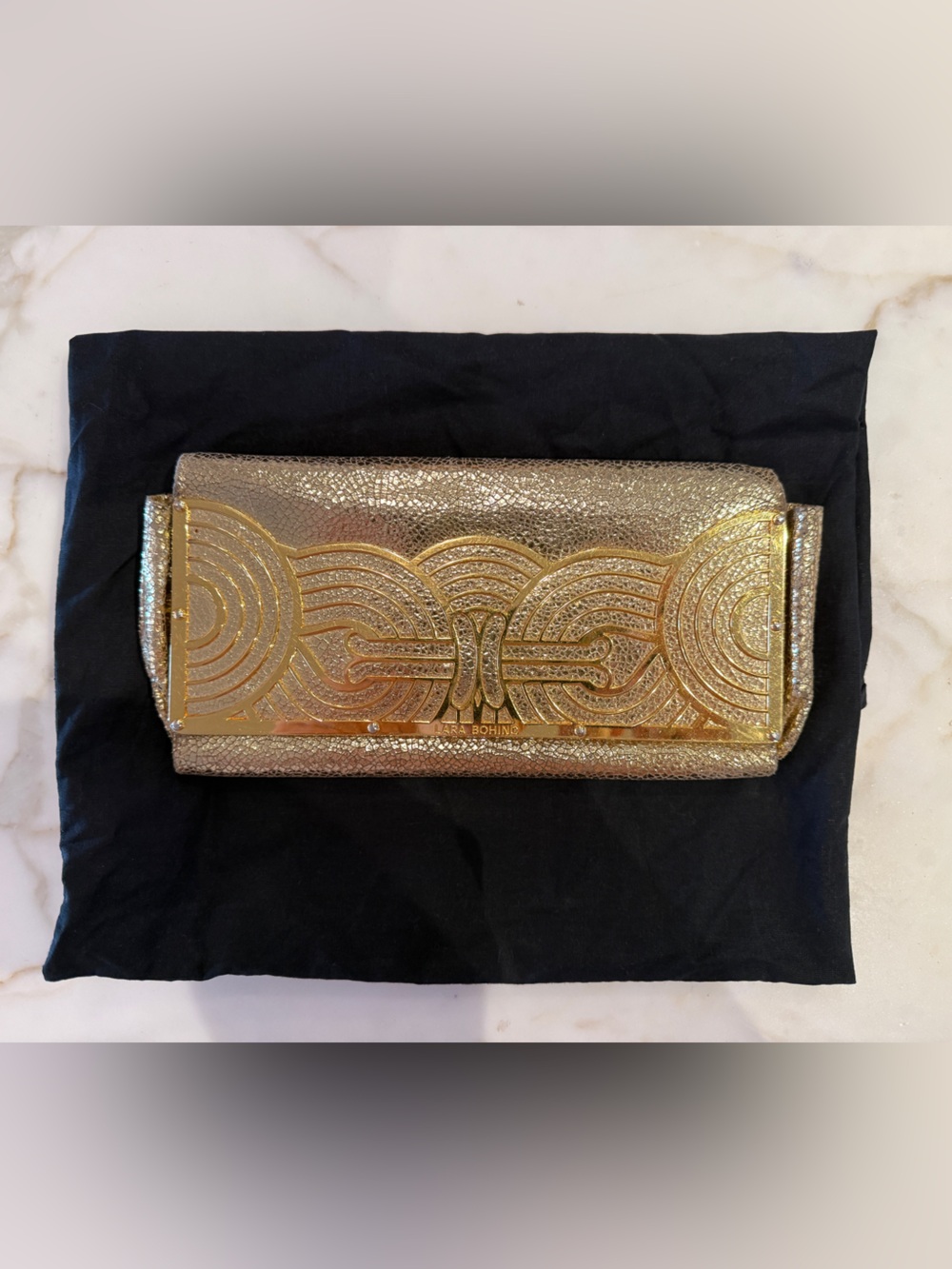 Lara Bohinc Gold Metallic Evening Clutch Wallet - Women's Accessories